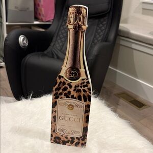 New Gucci Luxury Champagne Cheetah Bottle Home Fashion decor Wood